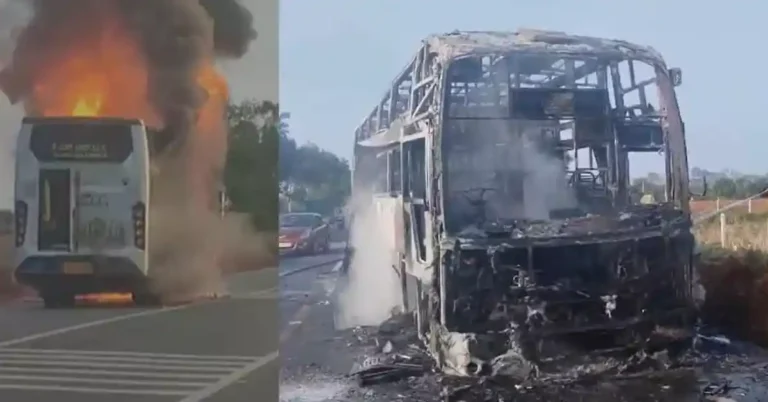 KSRTC ಬಸ್‌ಗೆ ಬೆಂಕಿ—ಕ್ಷಣಾರ್ಧದಲ್ಲಿ ಭಸ್ಮ! 17 ಪ್ರಯಾಣಿಕರು ಕೂದಲೆಳೆಯ ಅಂತರದಲ್ಲಿ ಪಾರು