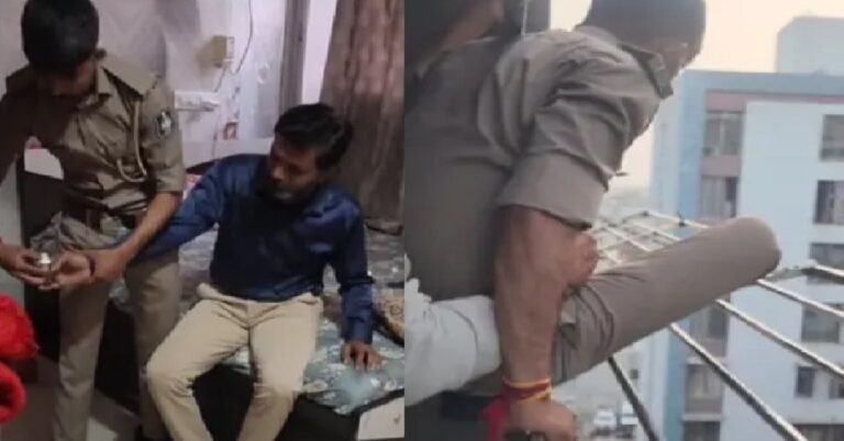 ಆತ್ಮಹತ್ಯೆಗೆ ಯತ್ನಿಸಿದ ಯುವಕನನ್ನು 7ನೇ ಮಹಡಿಯ ಗ್ರಿಲ್ ಏರಿ ರಕ್ಷಿಸಿದ ಪೊಲೀಸ್ ; ವಿಡಿಯೋ ವೈರಲ್!