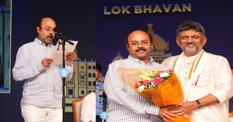 ಡಿಕೆಶಿ ಸಂಪುಟದಲ್ಲಿ ನೂತನ ಸಚಿವರಾಗಿ ಡಾ.ಯತೀಂದ್ರ ಪ್ರಮಾಣವಚನ ಸ್ವೀಕಾರ