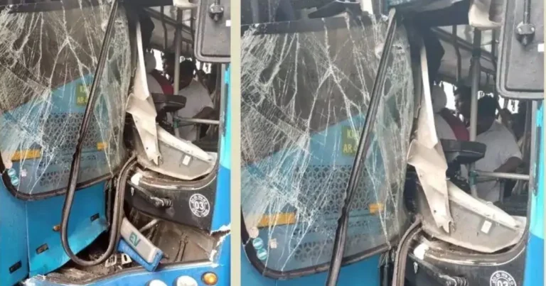 ಸಿಲಿಕಾನ್ ಸಿಟಿಯಲ್ಲಿ ಬೆಳ್ಳಂಬೆಳಗ್ಗೆ ಭೀಕರ ಅಪಘಾತ; ಕೆ.ಆರ್. ಸರ್ಕಲ್ನಲ್ಲಿ ಎರಡು ಬಿಎಂಟಿಸಿ ಬಸ್ಗಳ ನಡುವೆ ಡಿಕ್ಕಿ