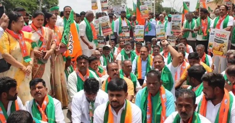 ಕುಡಿಯುವ ನೀರಿಗೆ ಹಾಹಾಕಾರ: ರಾಜ್ಯ ಸರ್ಕಾರದ ವಿರುದ್ಧ ಹೊಸದುರ್ಗದಲ್ಲಿ ಬಿಜೆಪಿ-ಜೆಡಿಎಸ್ ಪ್ರತಿಭಟನೆ