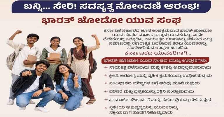 ಭಾರತ್ ಜೋಡೋ ಯುವ ಸಂಘಕ್ಕೆ ಸದಸ್ಯತ್ವ ನೋಂದಣಿ ಆರಂಭ: 16ರಿಂದ 35 ವರ್ಷದ ಯುವಕರಿಗೆ ಅವಕಾಶ