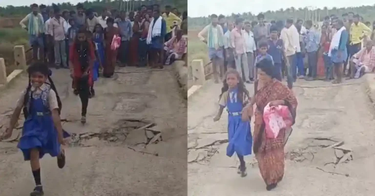 ಕೋನಿಗರಹಳ್ಳಿ ಸೇತುವೆ ಕುಸಿದು ಆತಂಕ: ಜೀವದ ಹಂಗು ತೊರೆದು ಸಂಚರಿಸುತ್ತಿರುವ ಗ್ರಾಮಸ್ಥರು, ವಿದ್ಯಾರ್ಥಿಗಳು
