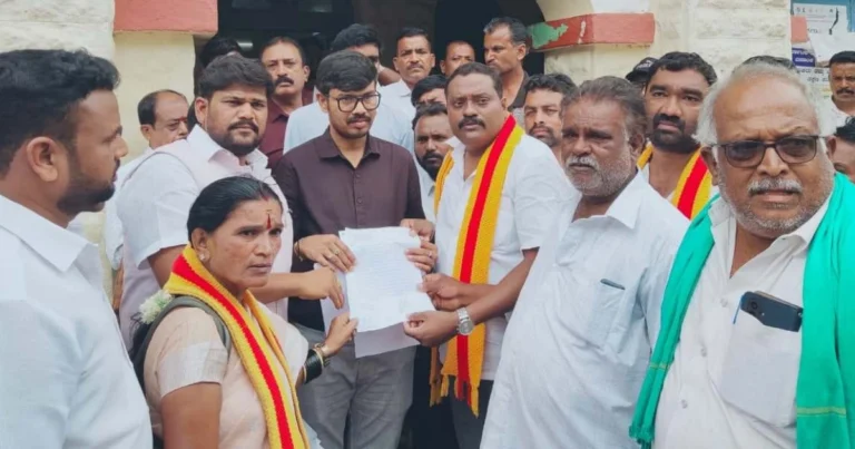 ರೈತ ಚಂದ್ರಪ್ಪನವರಿಗೆ ಆಗಿರುವ ಅನ್ಯಾಯ ಸರಿಪಡಿಸಿ : ಕರುನಾಡ ವಿಜಯಸೇನೆಯಿಂದ ಪ್ರತಿಭಟನೆ