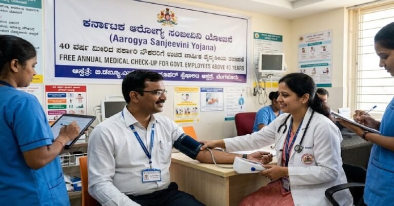 ಕರ್ನಾಟಕ ಆರೋಗ್ಯ ಸಂಜೀವಿನಿ ಯೋಜನೆ : ಈ ಆಸ್ಪತ್ರೆಗಳಲ್ಲಿ 40 ವರ್ಷ ಮೀರಿದ ಸರ್ಕಾರಿ ನೌಕರರಿಗೆ ವಾರ್ಷಿಕ ವೈದ್ಯಕೀಯ ತಪಾಸಣೆ