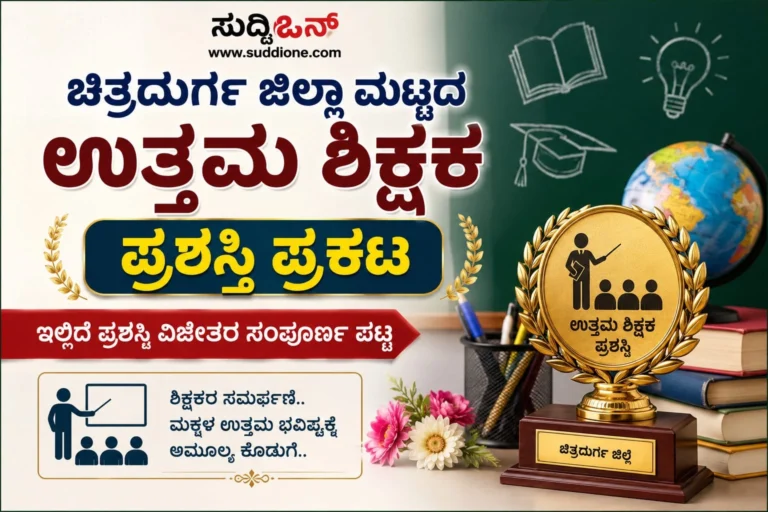 ಚಿತ್ರದುರ್ಗ ಜಿಲ್ಲಾ ಮಟ್ಟದ ಉತ್ತಮ ಶಿಕ್ಷಕ ಪ್ರಶಸ್ತಿ ಪ್ರಕಟ : ಇಲ್ಲಿದೆ ಪ್ರಶಸ್ತಿ ವಿಜೇತರ ಸಂಪೂರ್ಣ ಪಟ್ಟಿ