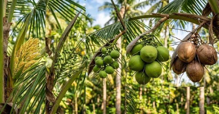 ಹೂವಿನಿಂದ ಪೂರ್ಣಫಲದವರೆಗೆ: ತೆಂಗಿನಕಾಯಿ ಬೆಳವಣಿಗೆಯ ರೋಚಕ ಹಂತಗಳು