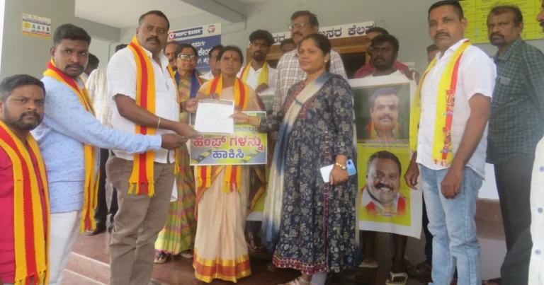 ಚಿತ್ರದುರ್ಗ: ಗುಣಮಟ್ಟದ ಹಂಪ್ಸ್ ಅಳವಡಿಕೆಗೆ ಆಗ್ರಹಿಸಿ ಕರುನಾಡ ವಿಜಯಸೇನೆ ಪ್ರತಿಭಟನೆ