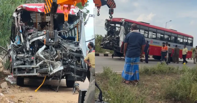 ಚಿತ್ರದುರ್ಗ: ಲಾರಿಗೆ KSRTC ಬಸ್ ಡಿಕ್ಕಿ; ಚಾಲಕ ಸ್ಥಳದಲ್ಲೇ ಸಾವು, ಐವರಿಗೆ ಗಾಯ